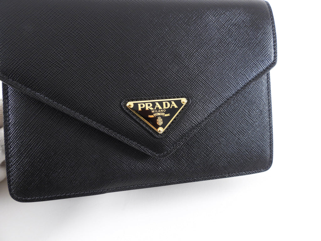 Prada Black Saffiano Small Crossbody Chain Bag