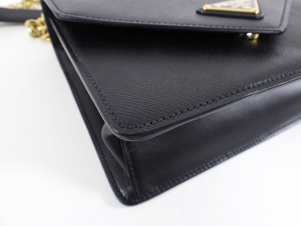 Prada Black Saffiano Small Crossbody Chain Bag