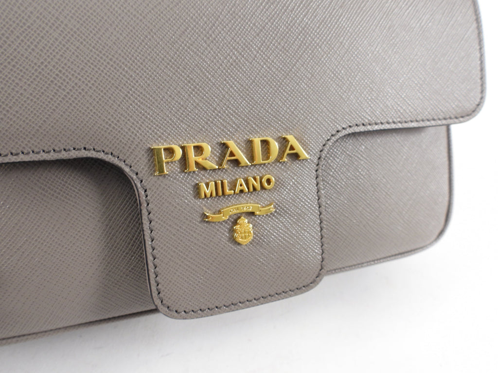 Prada Taupe Saffiano Crossbody Flap Bag