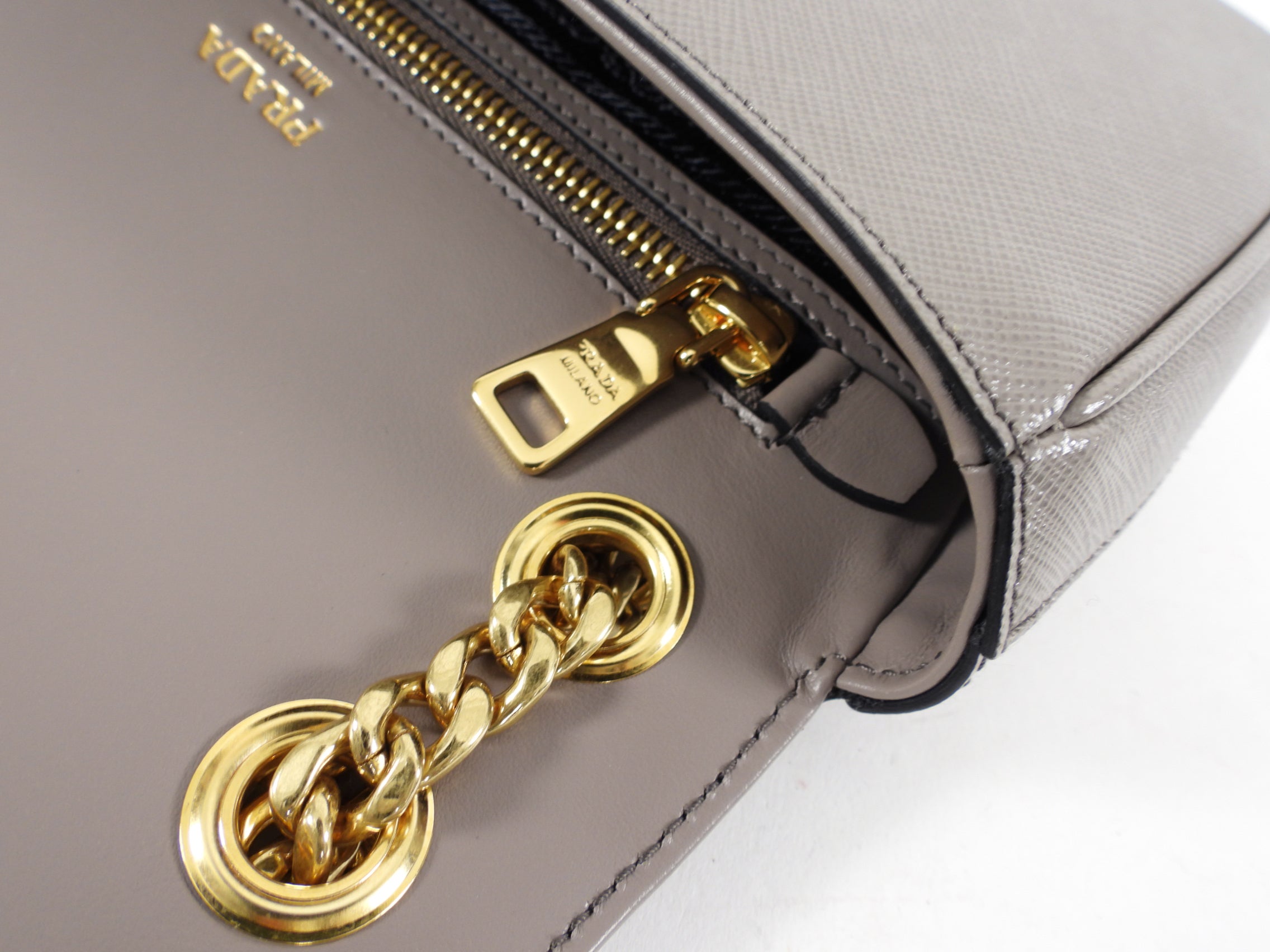 Prada Taupe Saffiano Crossbody Flap Bag