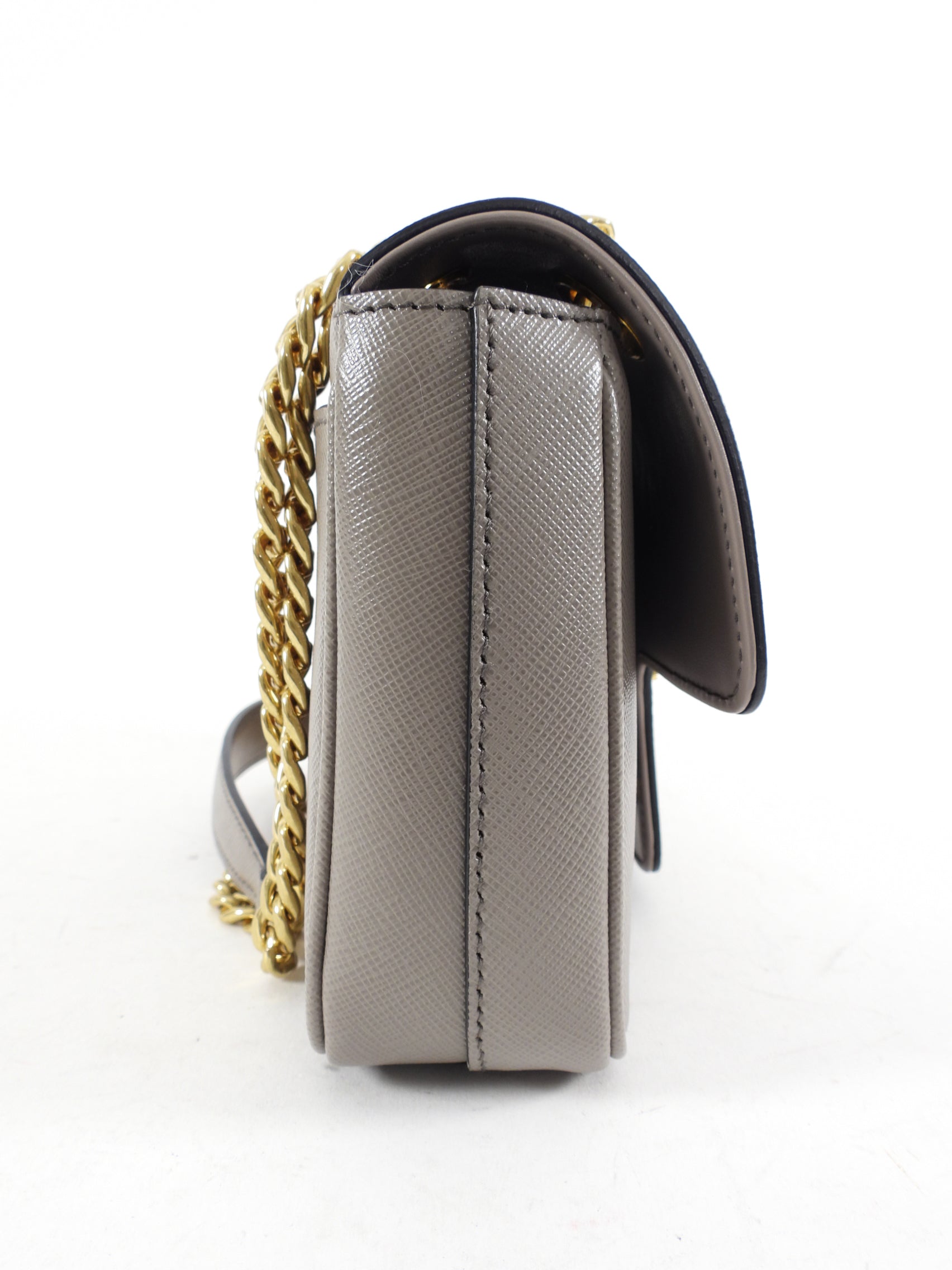 Prada Taupe Saffiano Crossbody Flap Bag