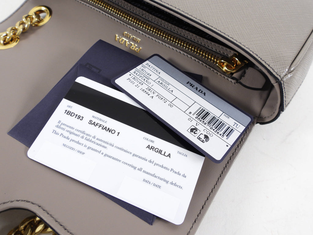 Prada Taupe Saffiano Crossbody Flap Bag