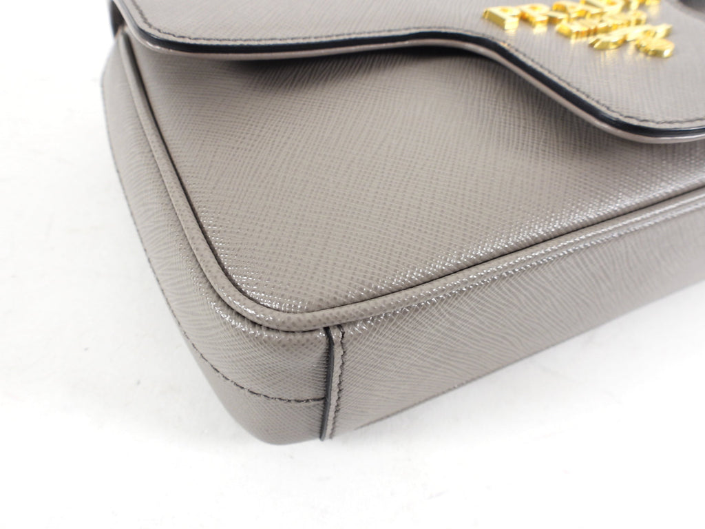 Prada Taupe Saffiano Crossbody Flap Bag