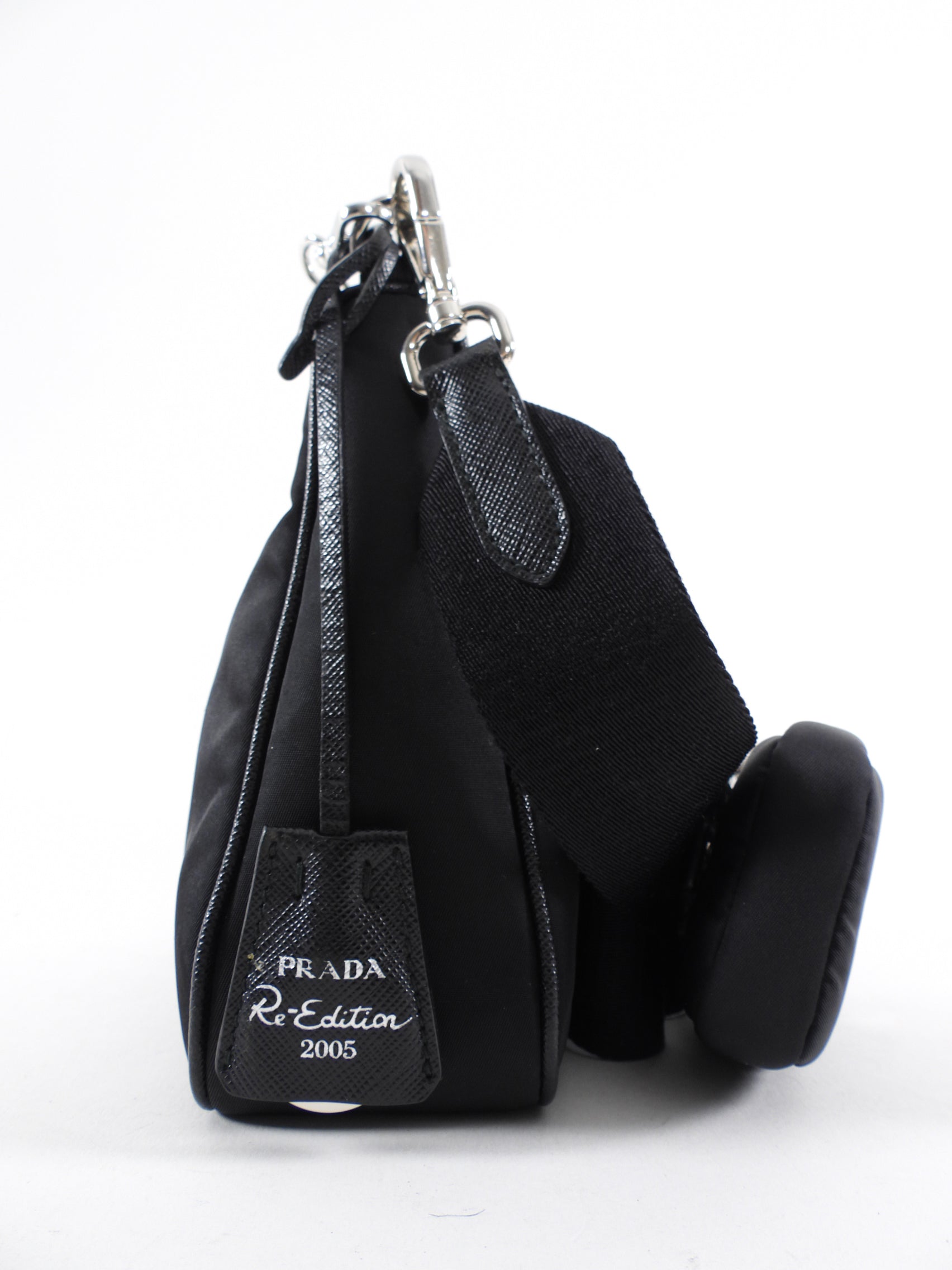 Prada Black Nylon Re-Edition 2005 Two-Way Shoulder Bag with Pouch