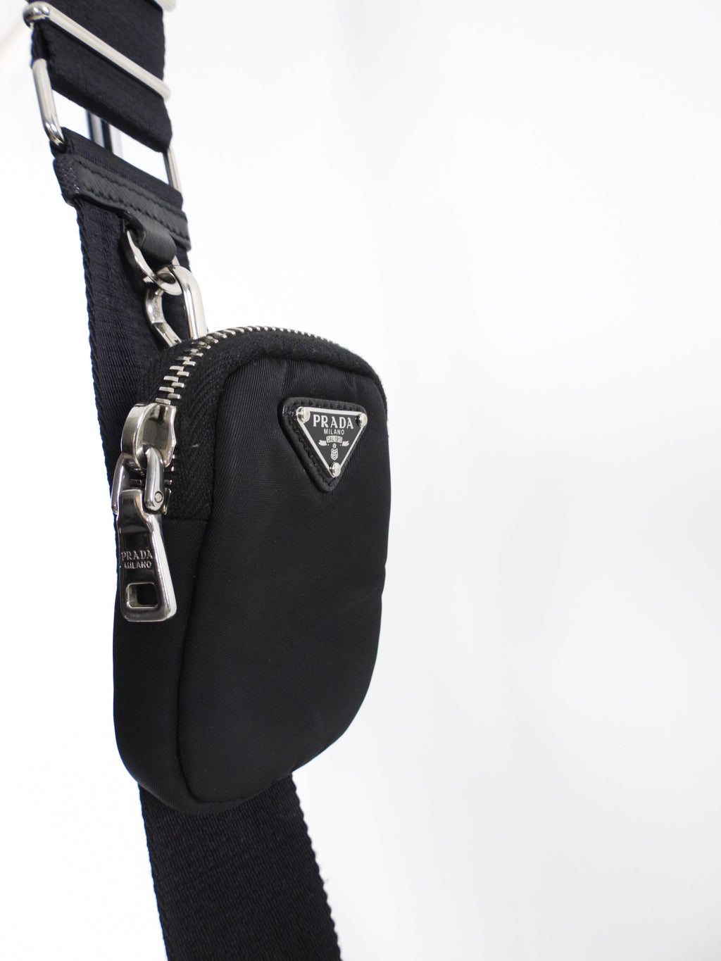 Prada Black Nylon Re-Edition 2005 Two-Way Shoulder Bag with Pouch