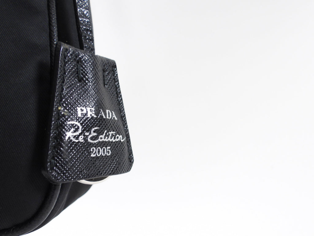 Prada Black Nylon Re-Edition 2005 Two-Way Shoulder Bag with Pouch