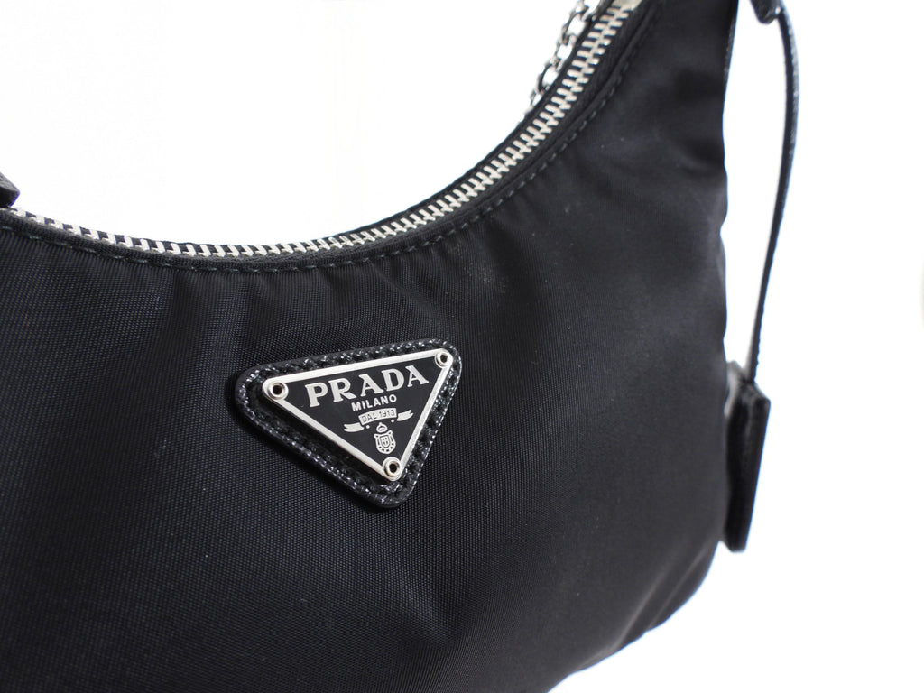 Prada Black Nylon Re-Edition 2005 Two-Way Shoulder Bag with Pouch