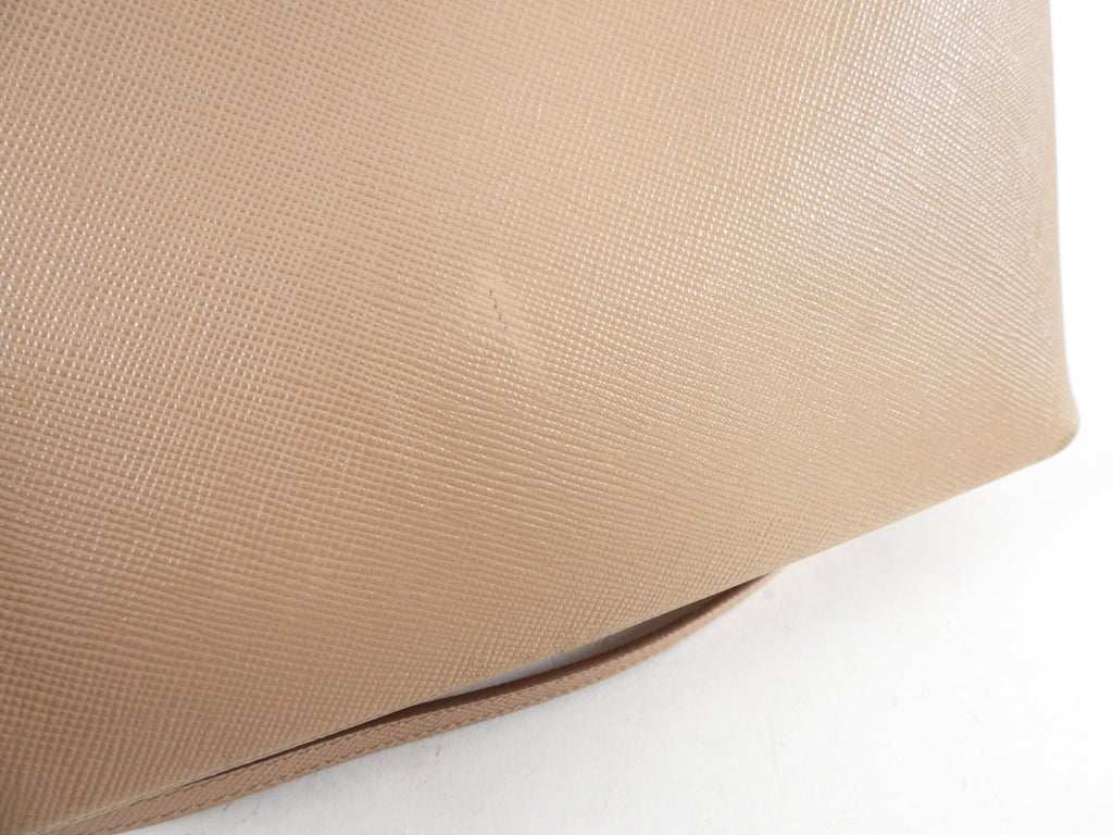 Prada Beige and Grey Bicolor Saffiano Medium Double Tote Bag