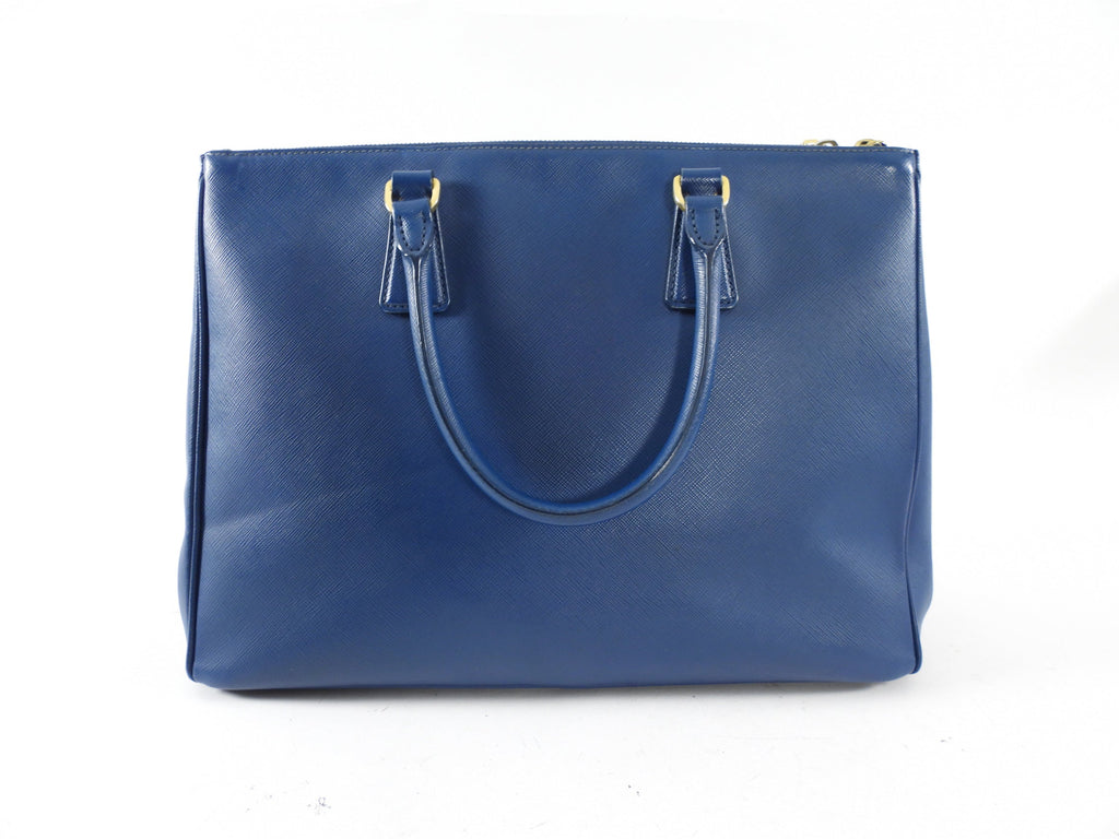 Prada Dark Blue Saffiano Leather Galleria Medium Double Zip Bag