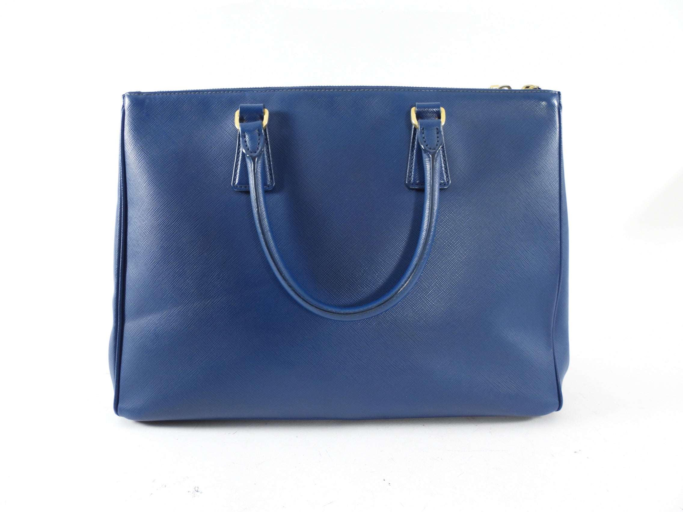 Prada Dark Blue Saffiano Leather Galleria Medium Double Zip Bag