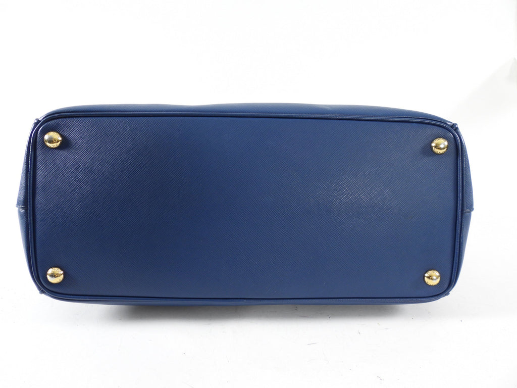 Prada Dark Blue Saffiano Leather Galleria Medium Double Zip Bag