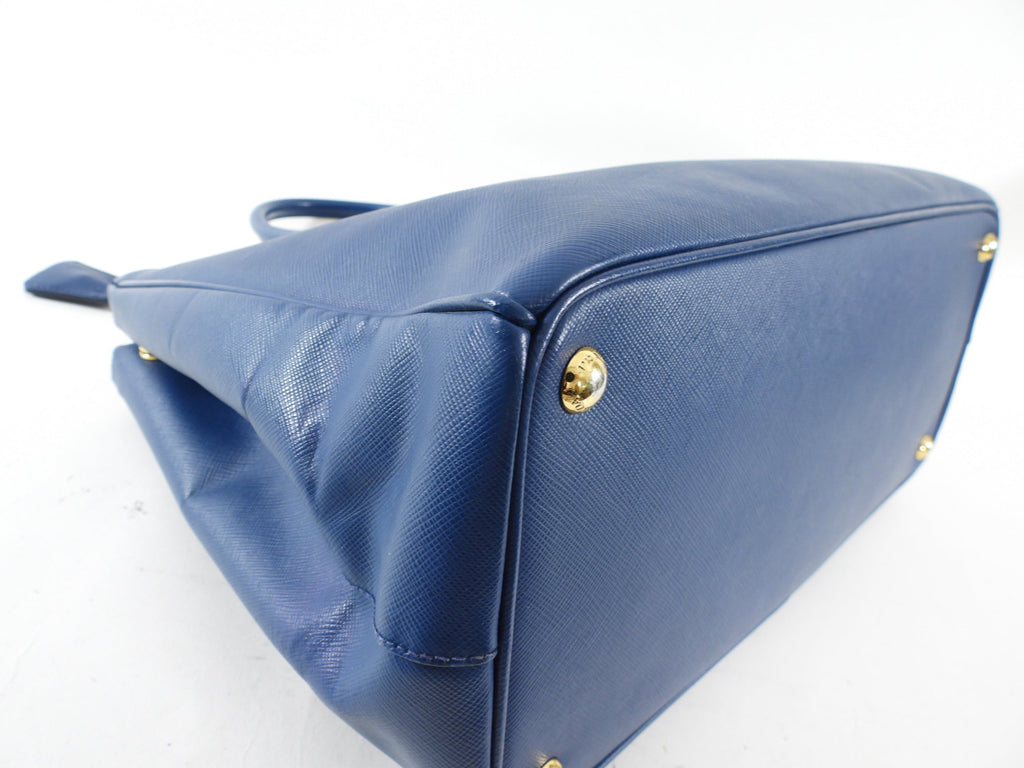 Prada Dark Blue Saffiano Leather Galleria Medium Double Zip Bag