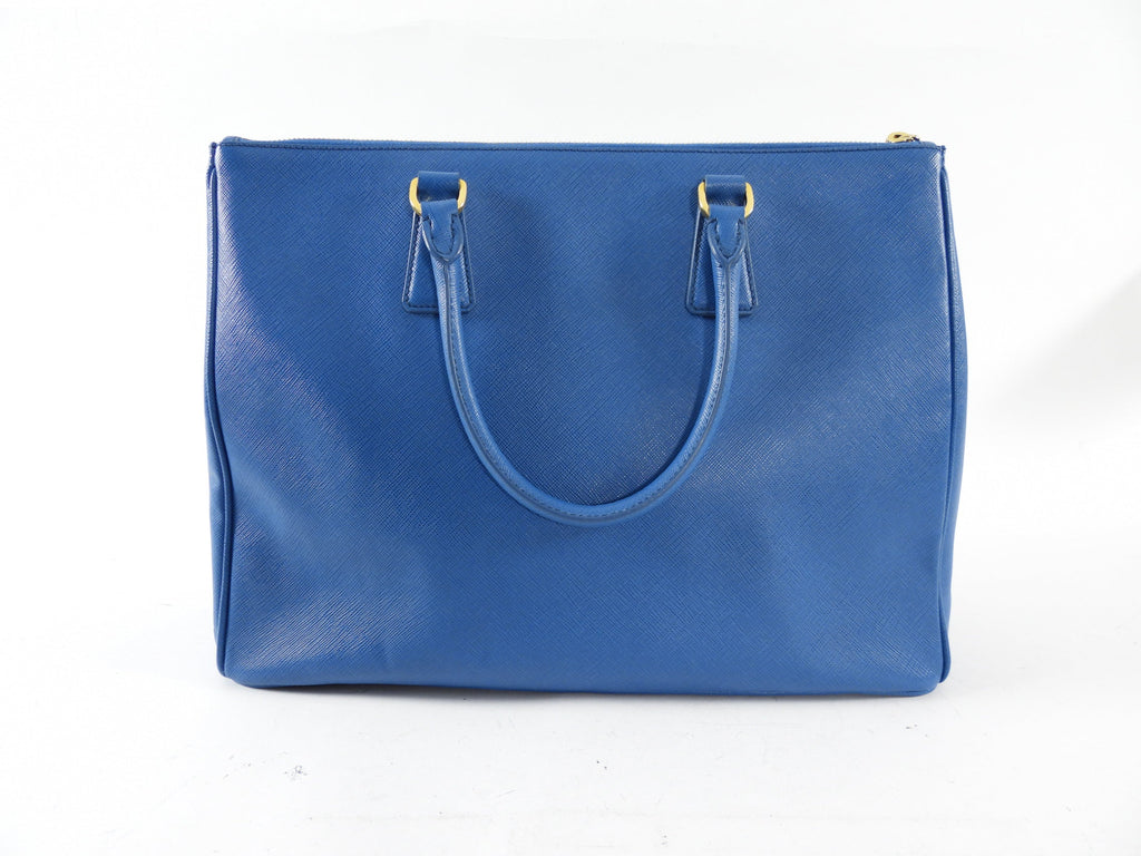 Prada Medium Blue Saffiano Leather Galleria Medium Double Zip Bag