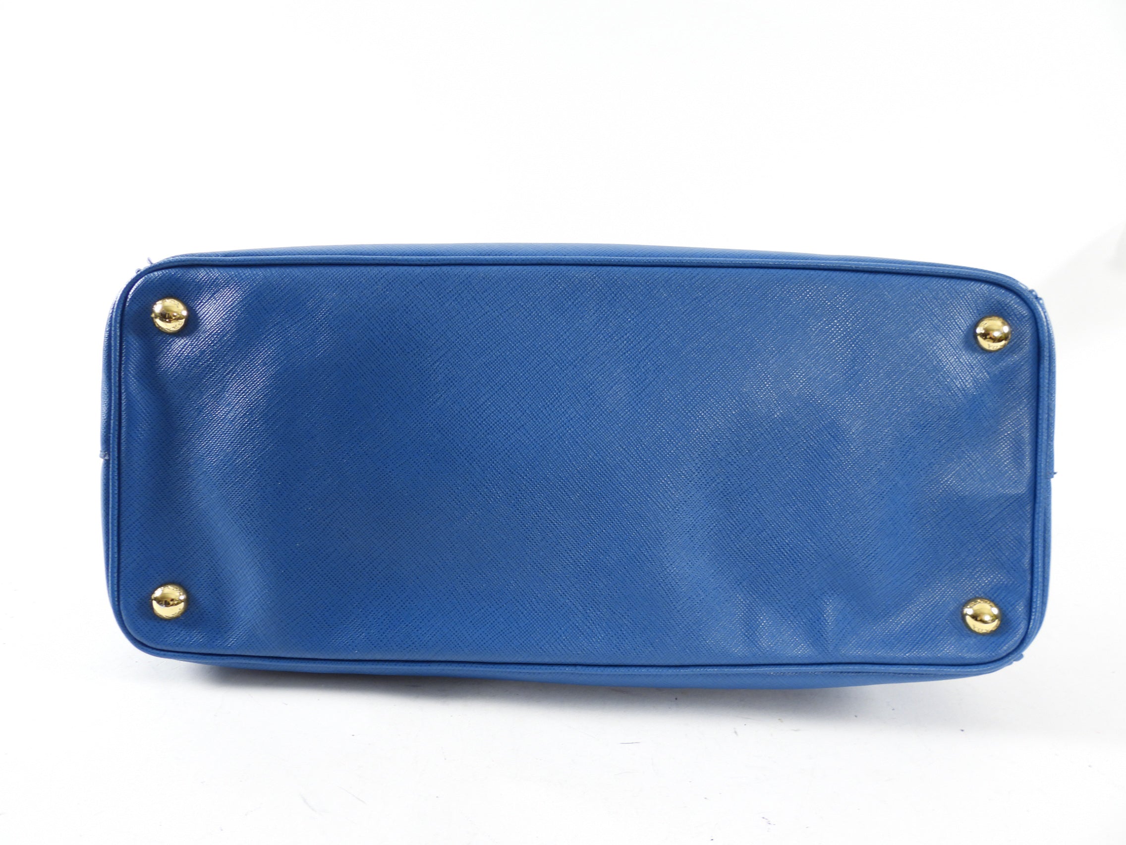 Prada Medium Blue Saffiano Leather Galleria Medium Double Zip Bag