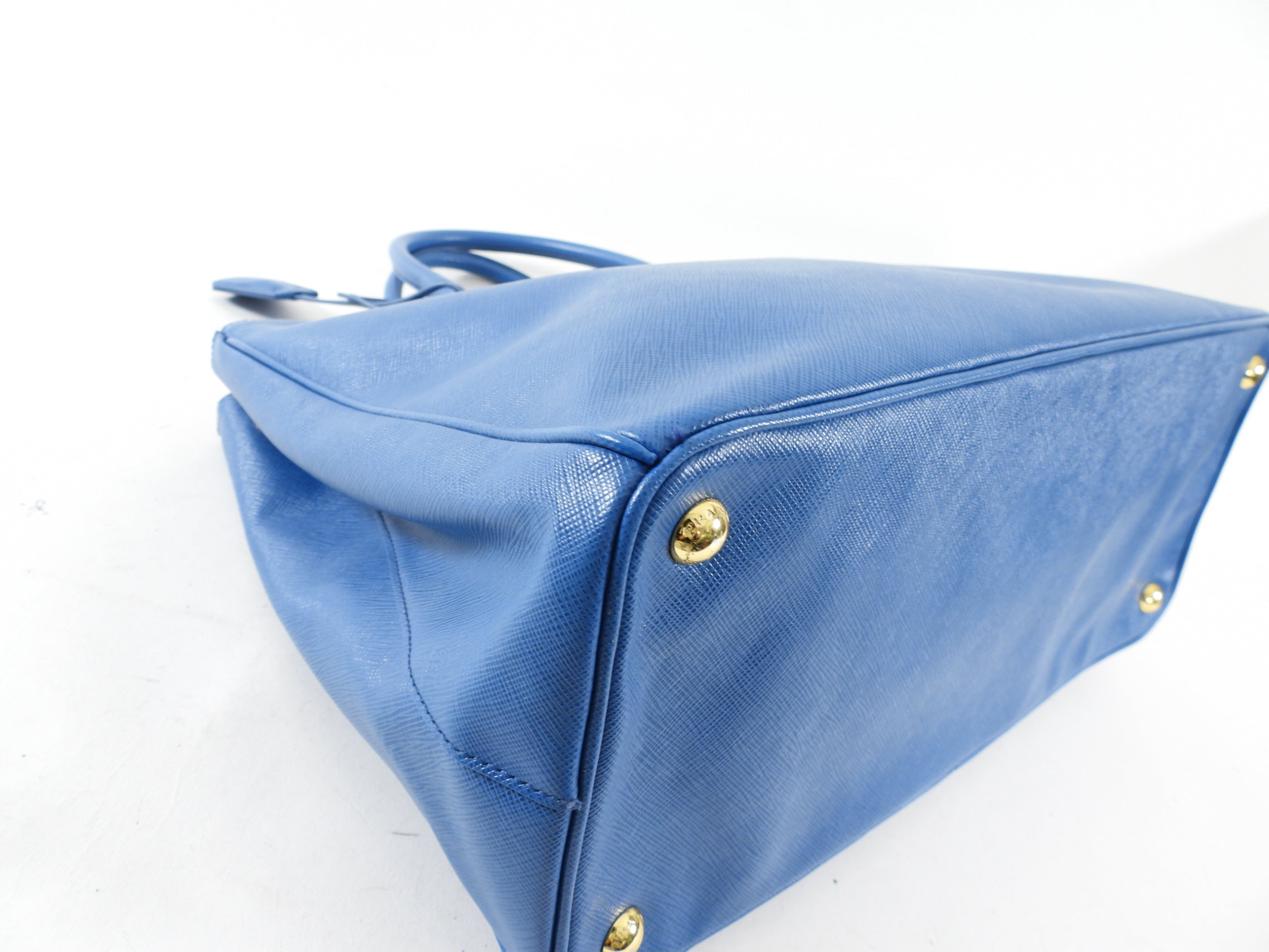 Prada Medium Blue Saffiano Leather Galleria Medium Double Zip Bag