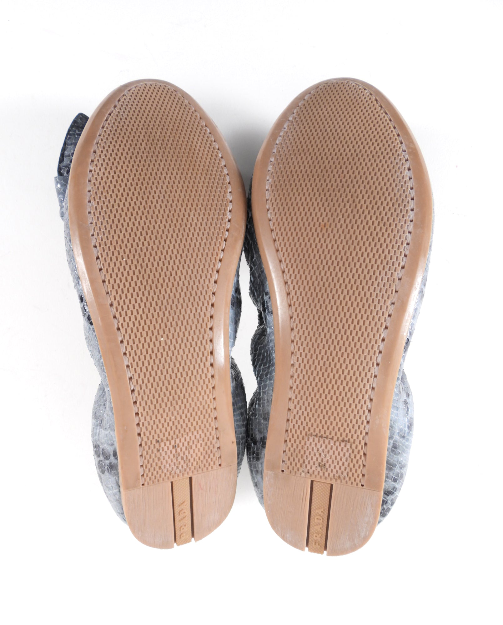Prada Blue Python Pattern Bow Ballet Flats - 7