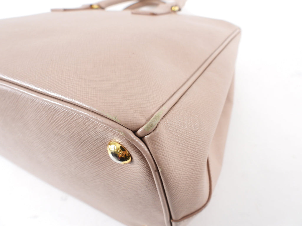 Prada Blush Pink Saffiano Leather Double Zip Galleria Tote Bag