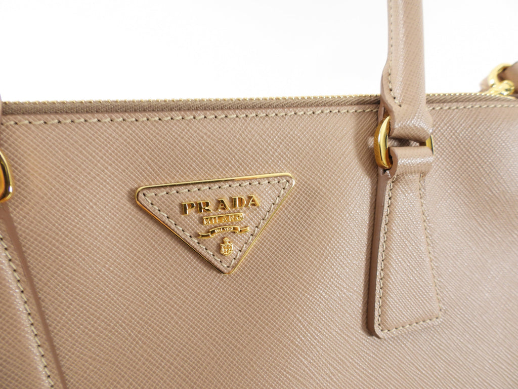 Prada Medium Beige Cammeo Saffiano Leather Galleria Tote Bag