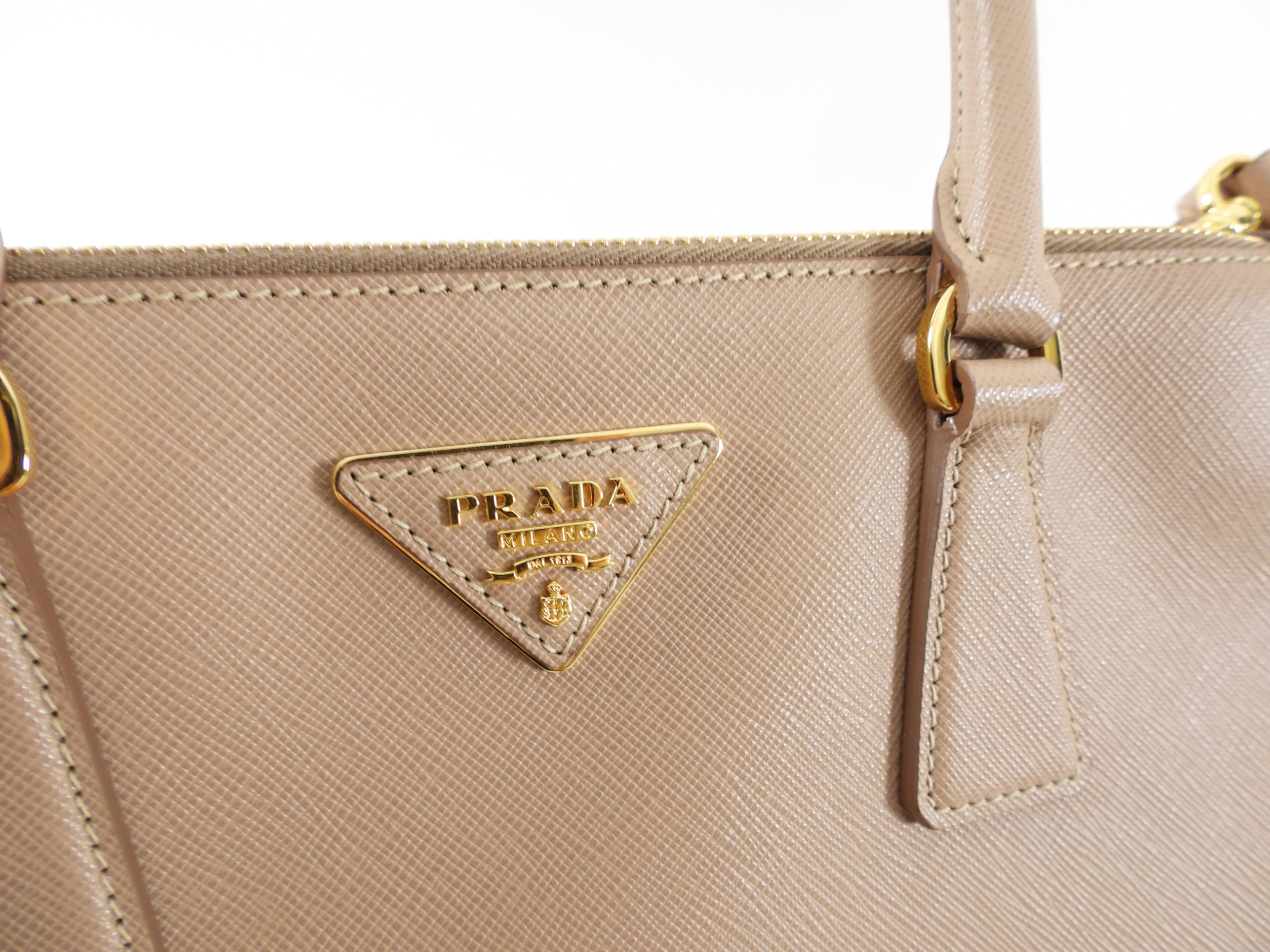 Prada Medium Beige Cammeo Saffiano Leather Galleria Tote Bag