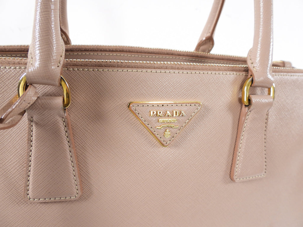 Prada Blush Pink Saffiano Leather Double Zip Galleria Tote Bag