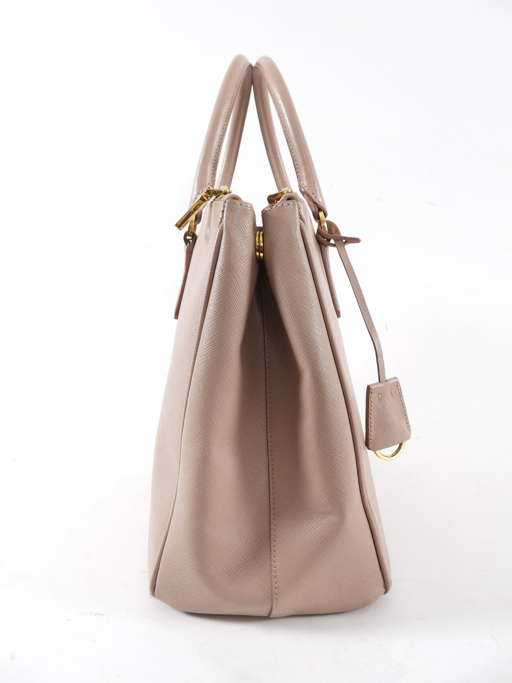 Prada Blush Pink Saffiano Leather Double Zip Galleria Tote Bag