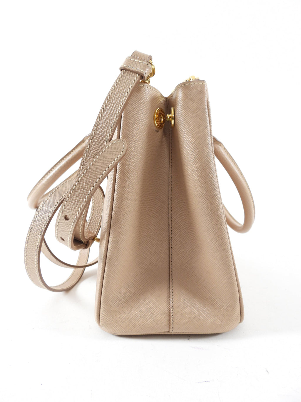 Prada Medium Beige Cammeo Saffiano Leather Galleria Tote Bag