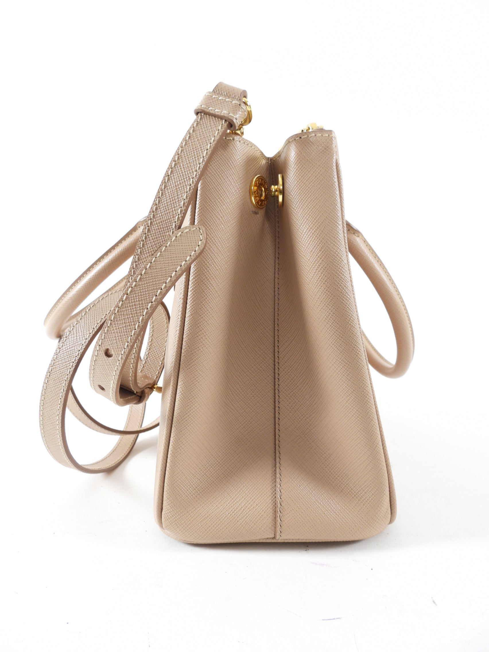 Prada Medium Beige Cammeo Saffiano Leather Galleria Tote Bag