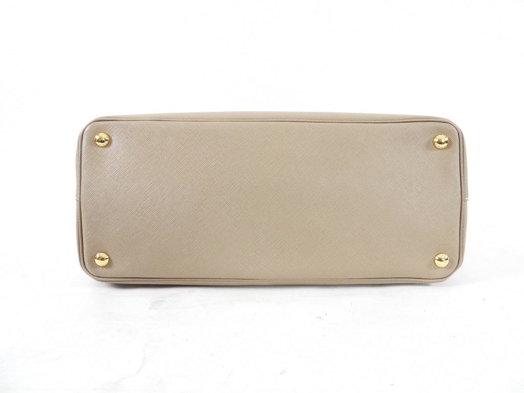 Prada Beige Taupe Galleria Saffiano Leather Double Zip Tote Bag