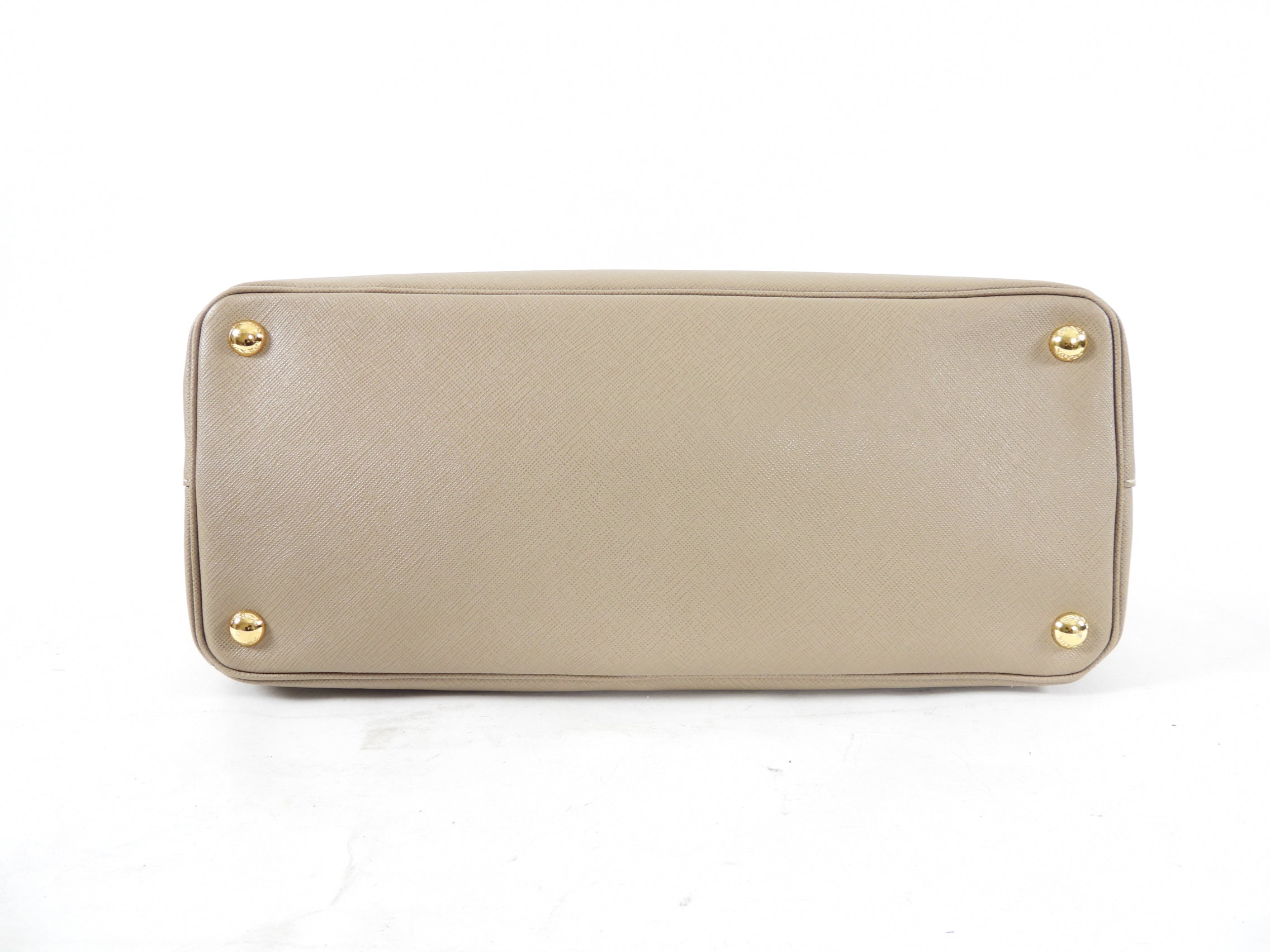 Prada Beige Taupe Galleria Saffiano Leather Double Zip Tote Bag