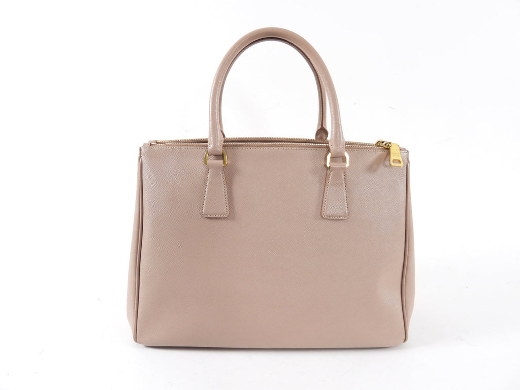 Prada Blush Pink Saffiano Leather Double Zip Galleria Tote Bag