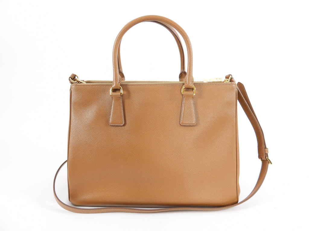 Prada Caramel Saffiano Lux Large Galleria Double Zip Bag