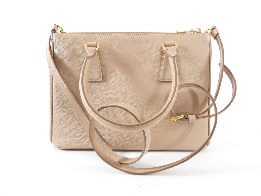 Prada Medium Beige Cammeo Saffiano Leather Galleria Tote Bag