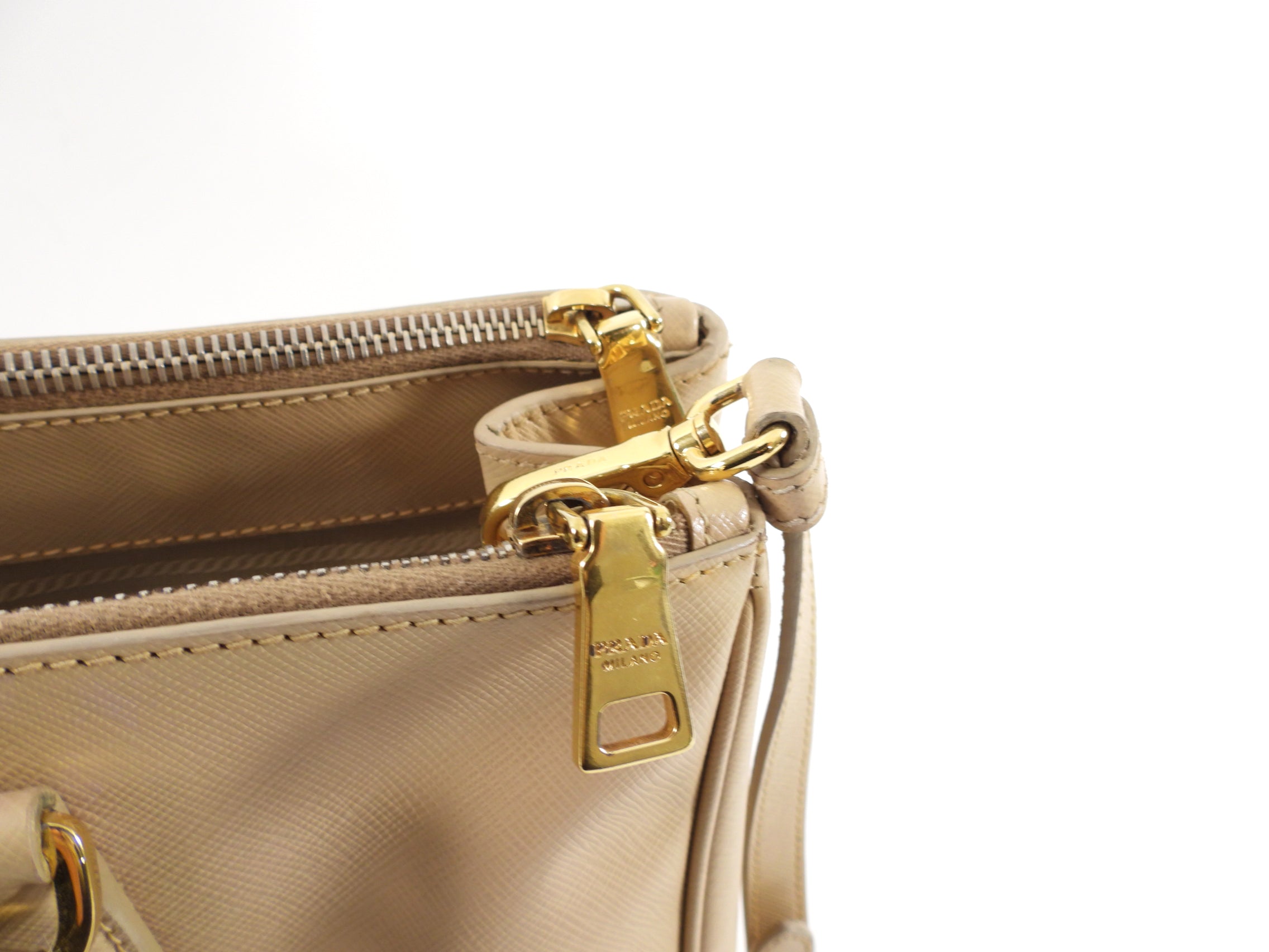 Prada Medium Beige Saffiano Galleria Tote Bag