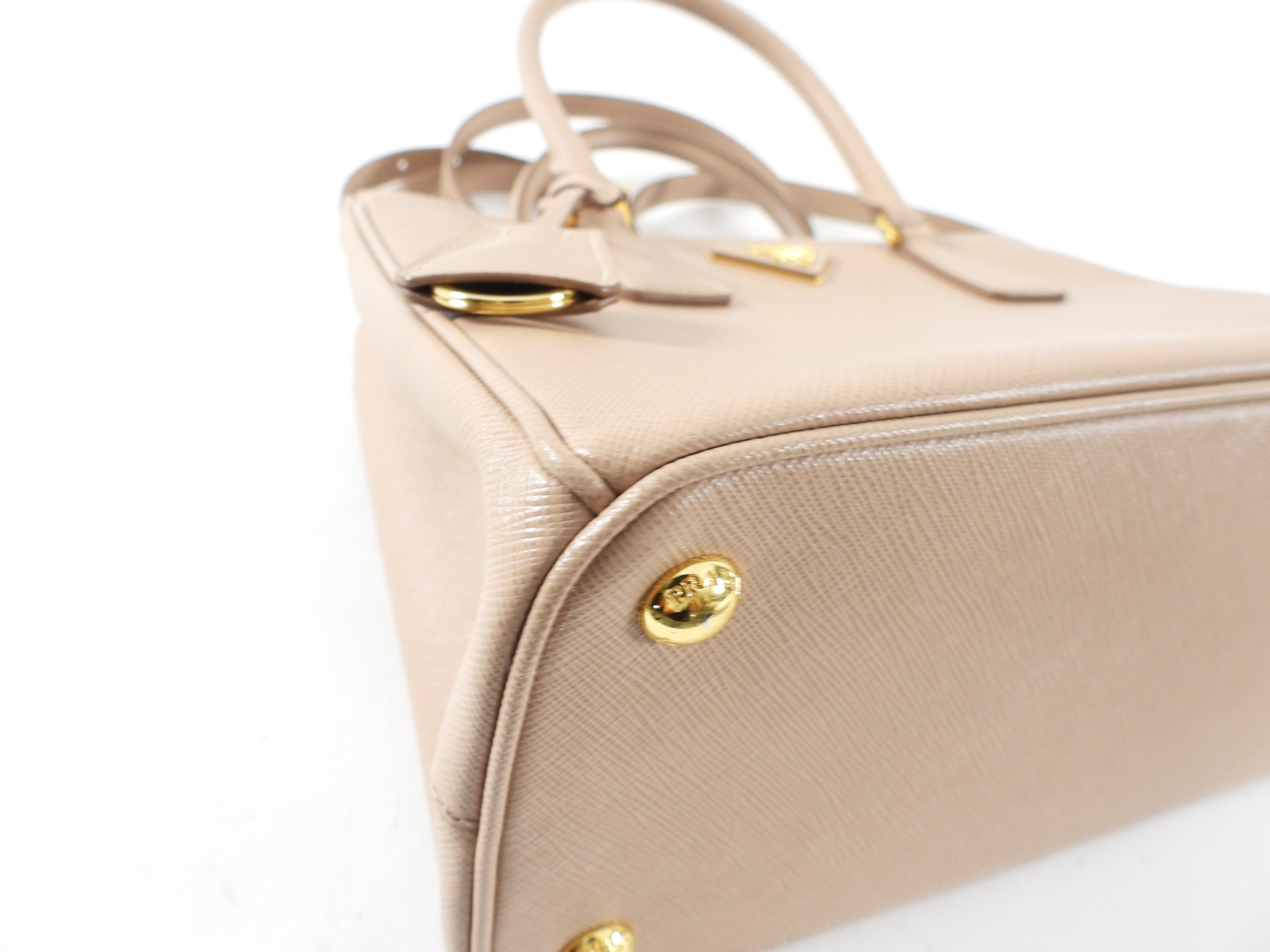 Prada Medium Beige Cammeo Saffiano Leather Galleria Tote Bag