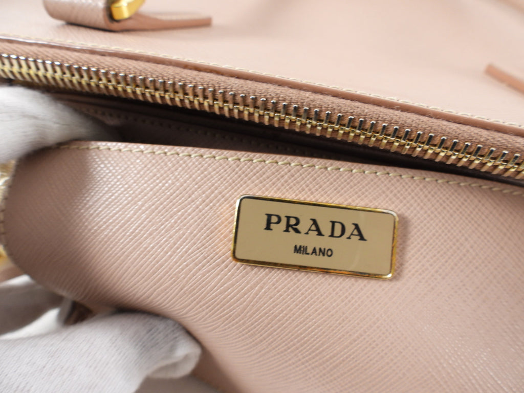 Prada Blush Pink Saffiano Leather Double Zip Galleria Tote Bag