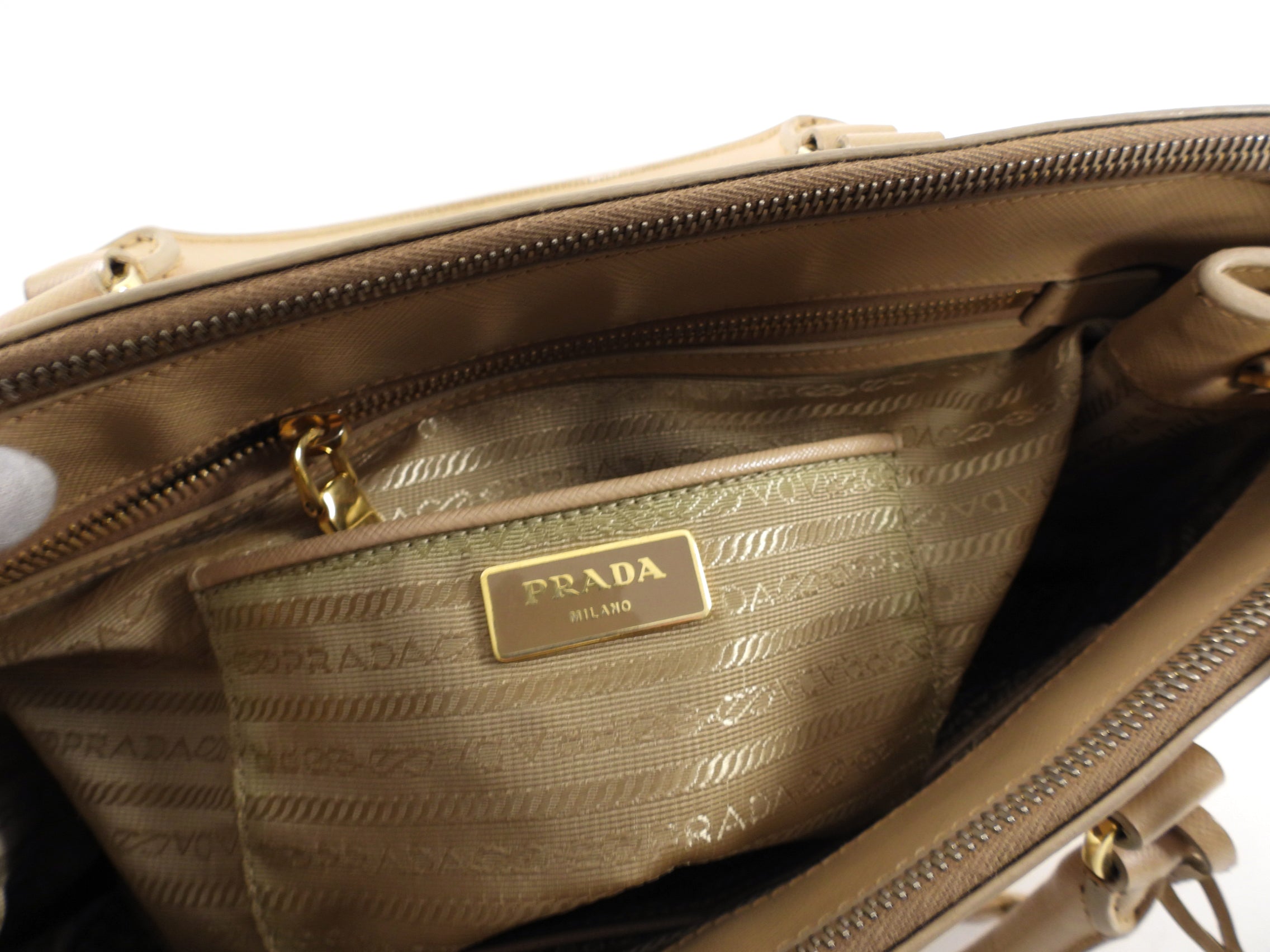 Prada Medium Beige Saffiano Galleria Tote Bag