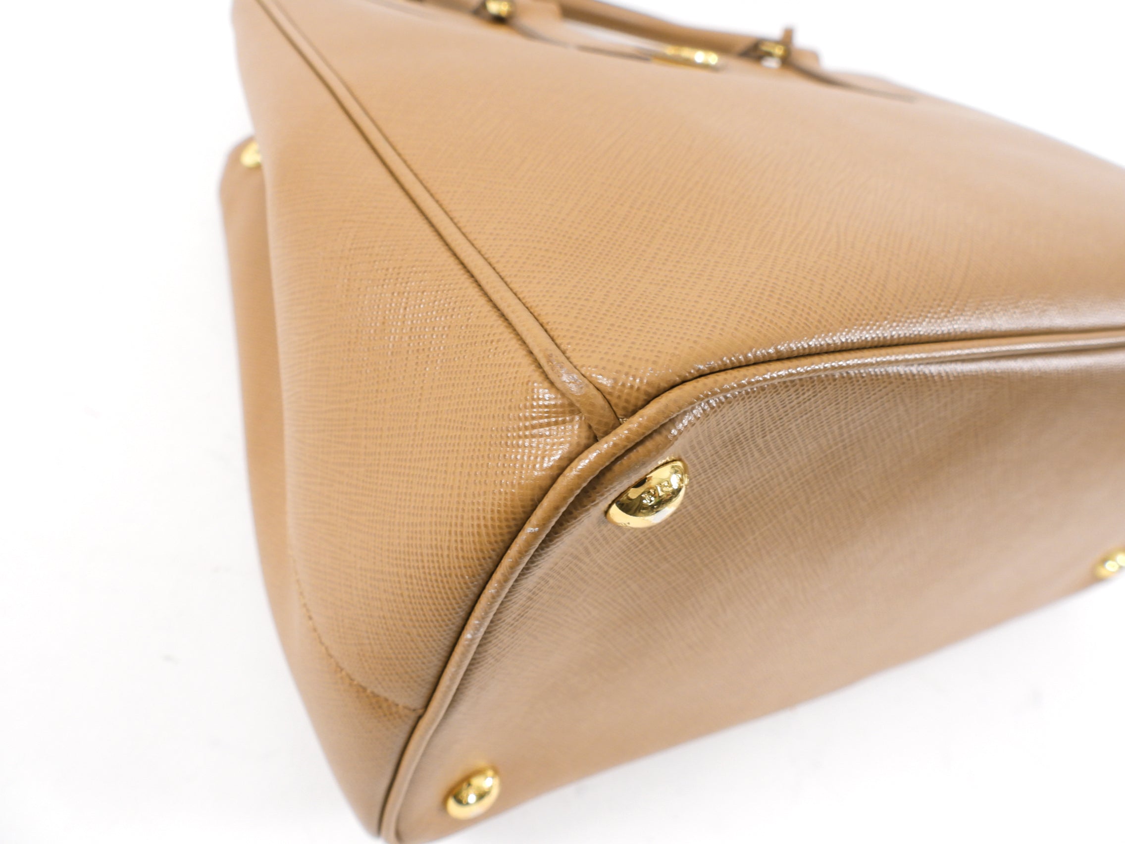 Prada Caramel Saffiano Galleria Double Zip Tote Bag