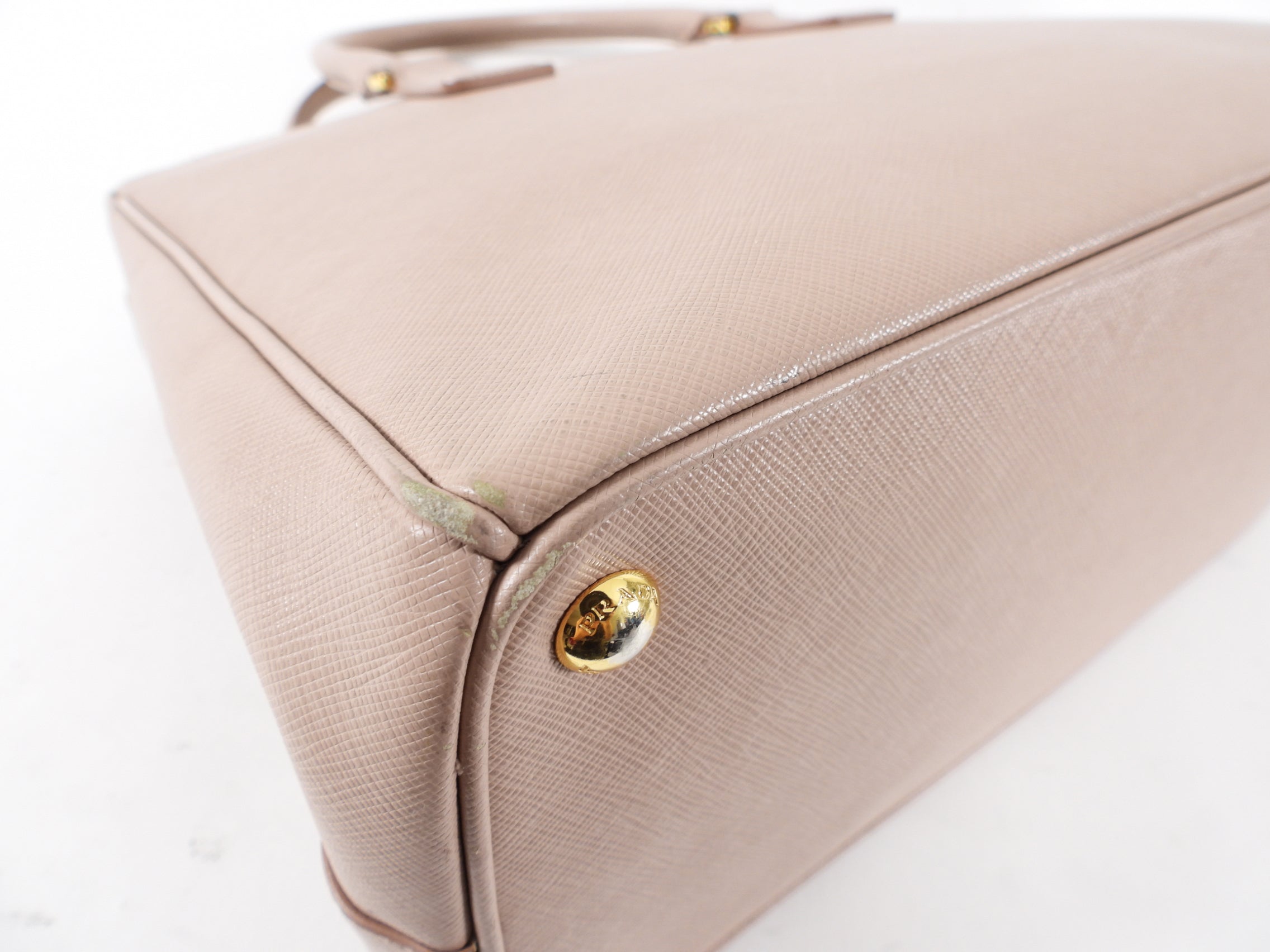 Prada Blush Pink Saffiano Leather Double Zip Galleria Tote Bag