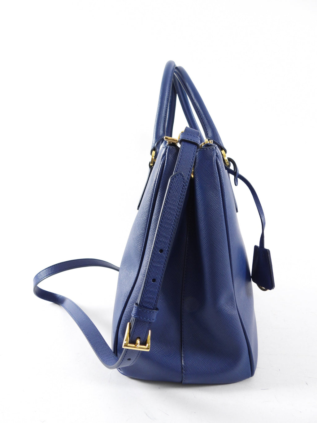 Prada Dark Blue Saffiano Leather Galleria Medium Double Zip Bag