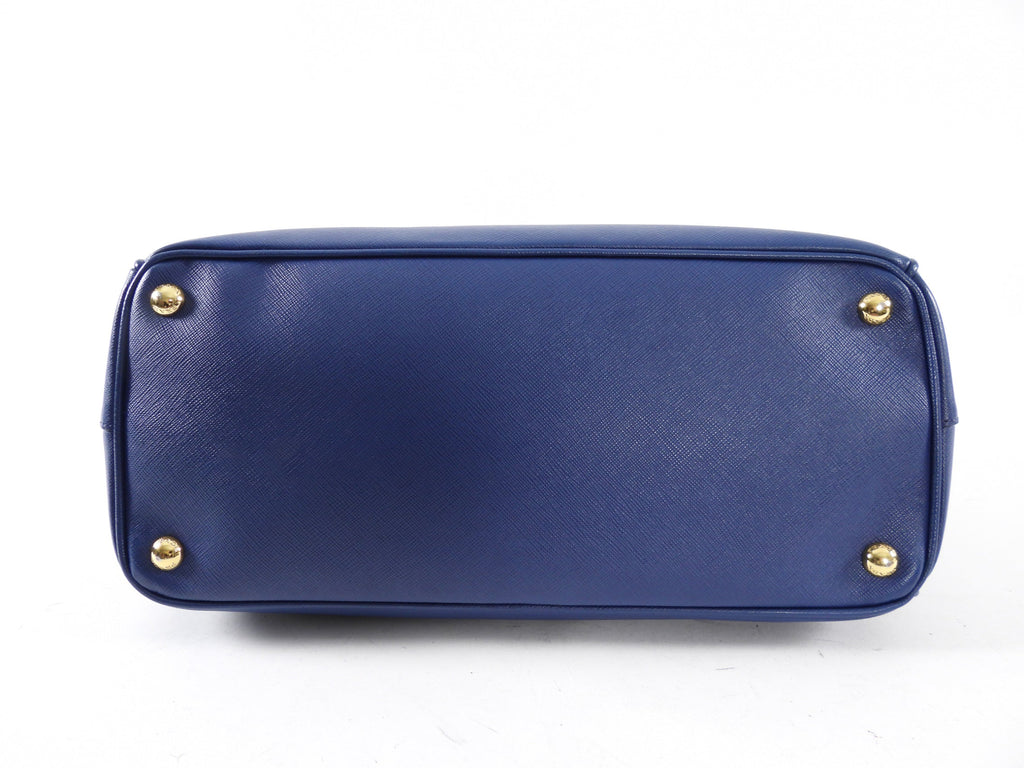 Prada Dark Blue Saffiano Leather Galleria Medium Double Zip Bag