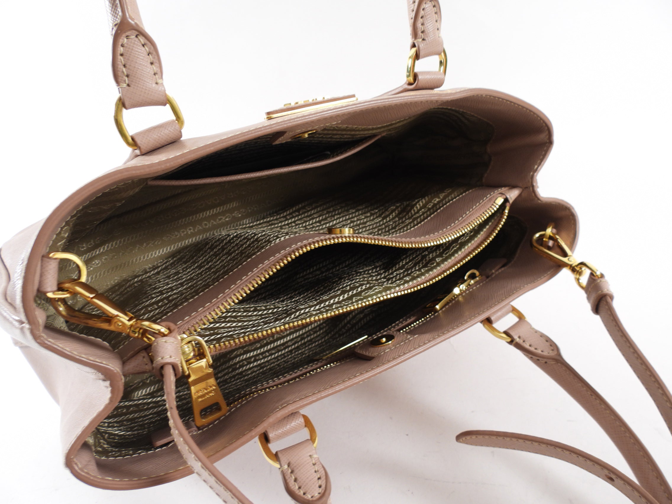 Prada Saffiano Leather Medium Nude Galleria Tote Bag