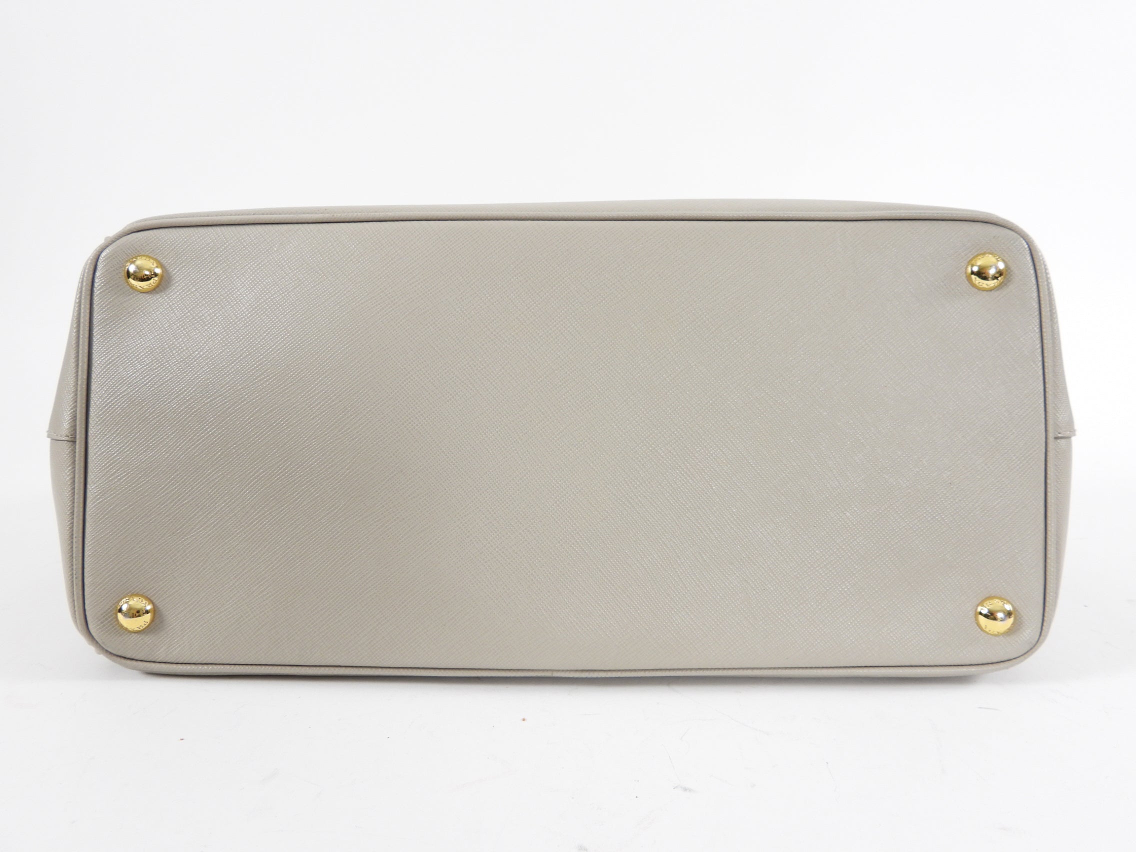 Prada Large Grey Saffiano Lux Galleria Double Tote Bag