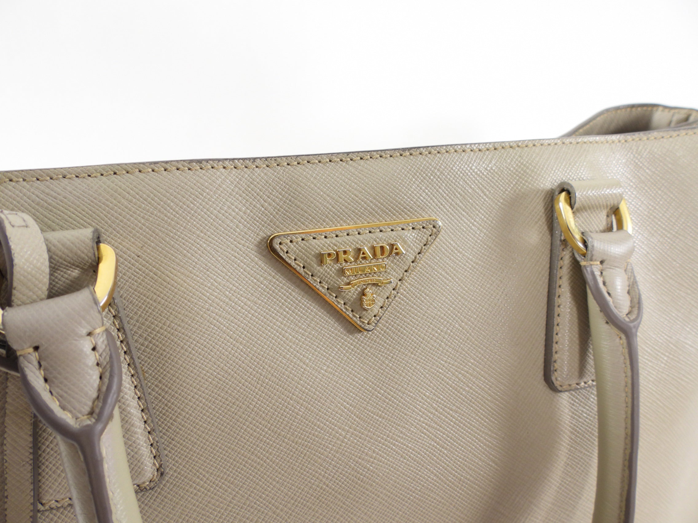 Prada Light Beige Large Saffiano Leather Tote Bag