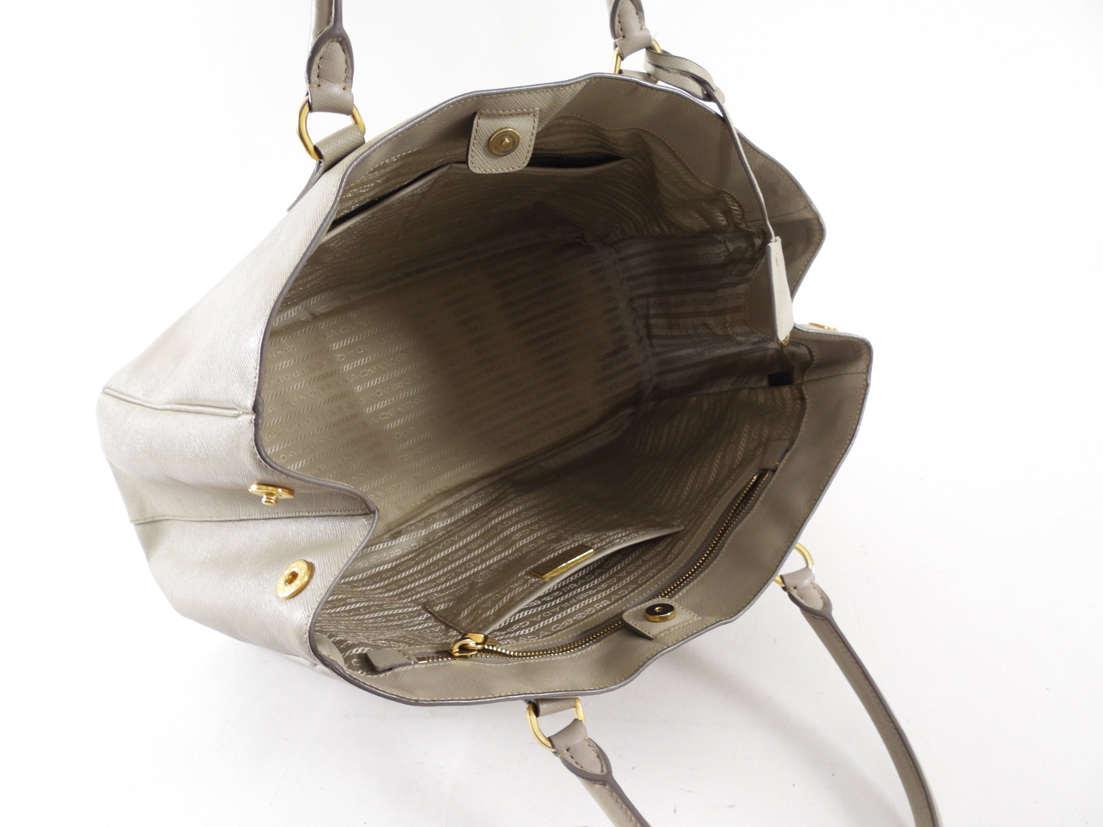 Prada Light Beige Large Saffiano Leather Tote Bag