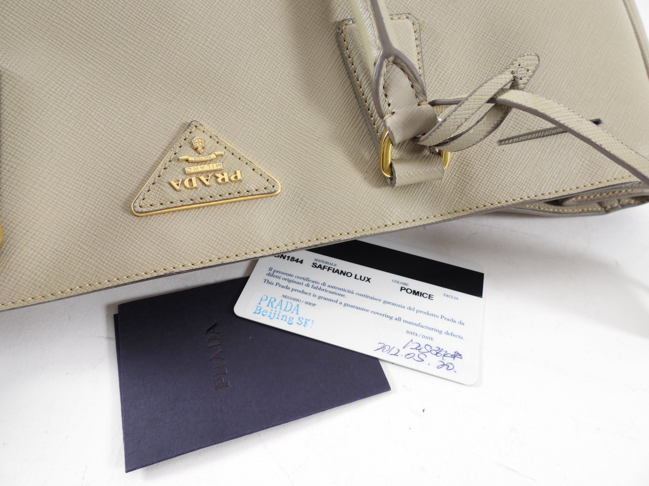 Prada Light Beige Large Saffiano Leather Tote Bag