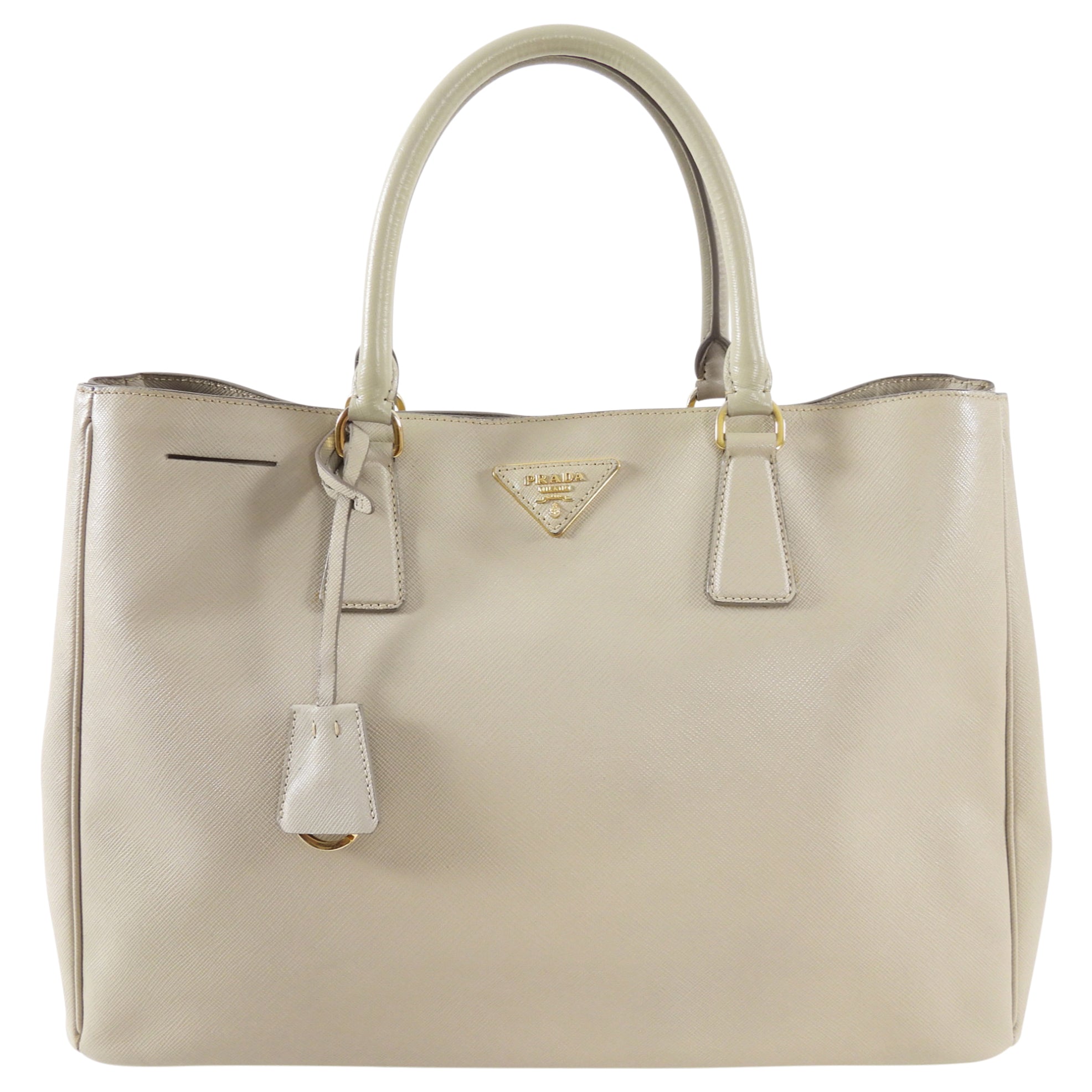 Prada Light Beige Large Saffiano Leather Tote Bag