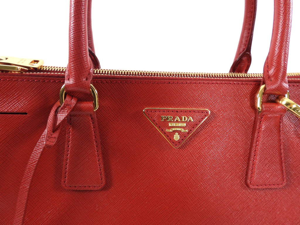 Prada Red Medium Galleria Double Zip Tote Bag