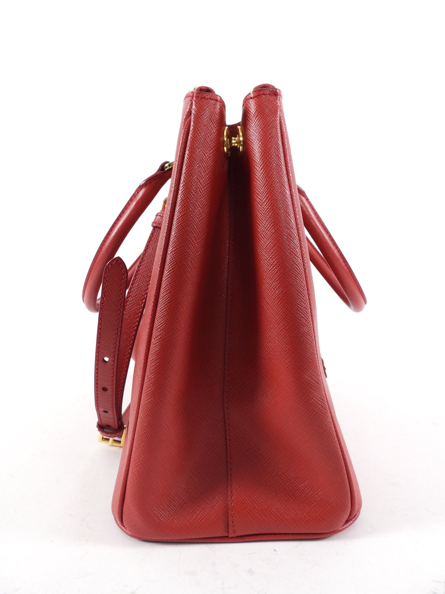 Prada Red Medium Galleria Double Zip Tote Bag