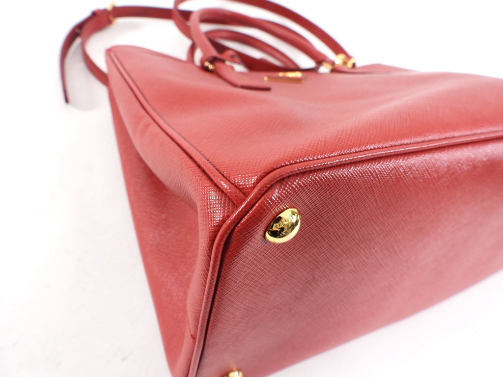 Prada Red Medium Galleria Double Zip Tote Bag