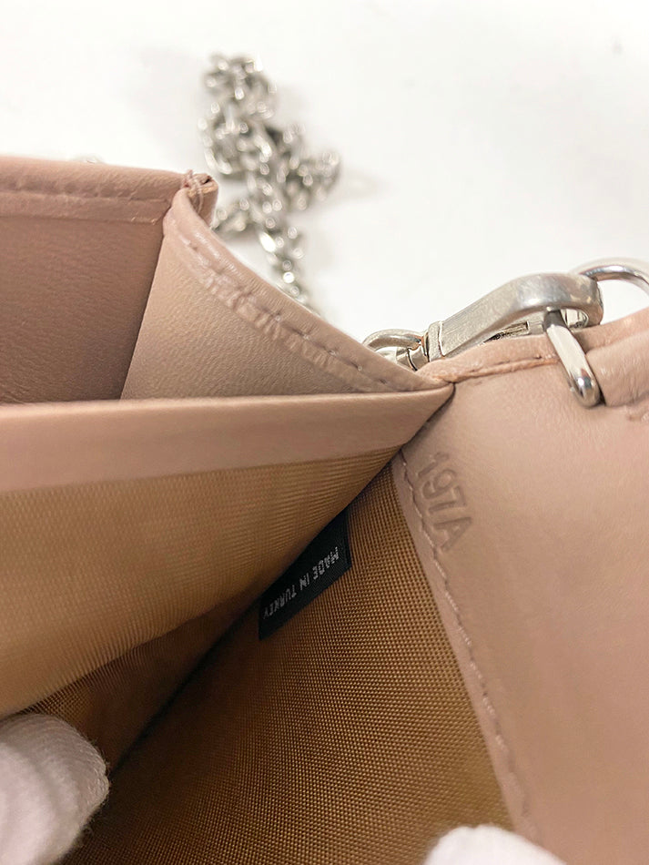 Prada Mini Nude Leather Gaufre Pleat Wallet on Chain